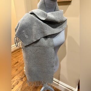 Fendi Light Gray Wool & Cashmere Scarf